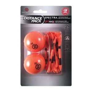ZERO FRICTION GB2GT18 - Distance Pack w/ 2 Spectra Golf Balls & 18 Tees Orange