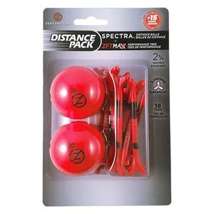 ZERO FRICTION GB2GT18 - Pack Distance avec 2 balles de golf Spectra et 18 tees Rouge