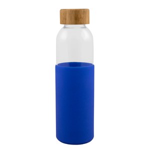 EgotierPro 50019 - Glasflaske med bambuslåg og silikonehylster 500ml GIN