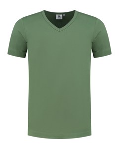 Lemon & Soda LEM1264 - T-shirt V-neck cot/elast SS for him Army Green