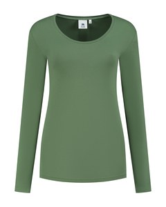 Lemon & Soda LEM1267 - T-shirt Crewneck cot/elast LS for her Army Green