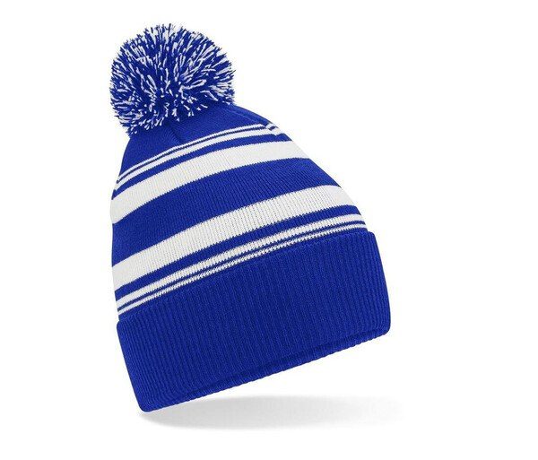 BEECHFIELD BF473R - Eco-Friendly Striped Pom Pom Beanie Hat