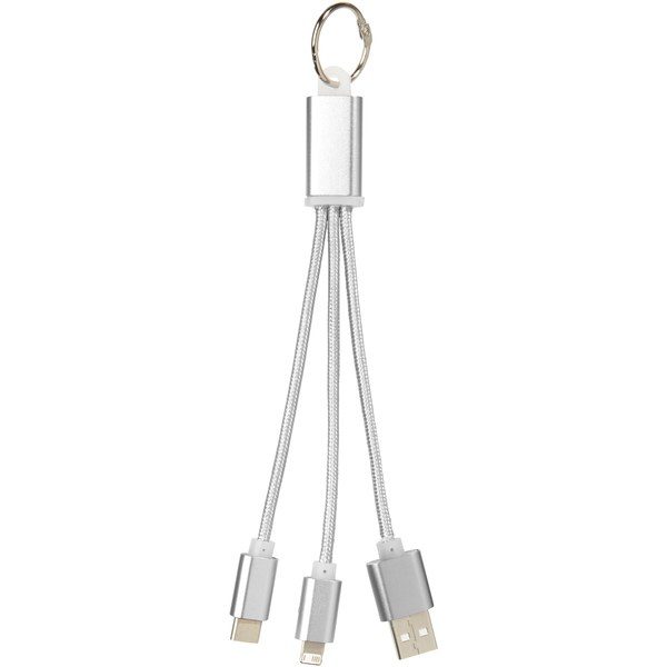 EgotierPro 134961 - Cable de carga 3 en 1 con llavero "Metal"