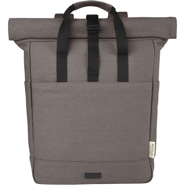 EgotierPro 120678 - Joey 15” GRS recycled canvas rolltop laptop backpack 15L