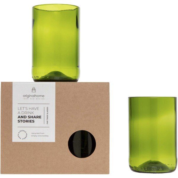 Originalhome 113405 - Elegante Set de Vasos de Vidrio Reciclado 280 ml