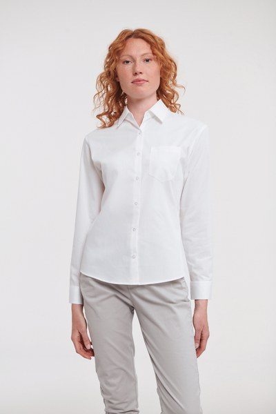 Russell Collection RU936F - Ladies Long Sleeve Pure Cotton Easy Care Poplin Shirt