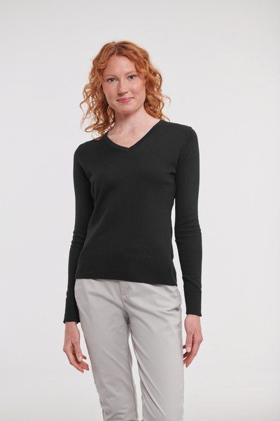 Russell Collection RU710F - Contemporary CottonBlend V-Neck Sweater