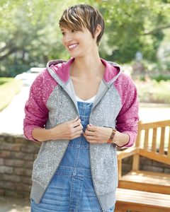 J. America 8868 - Ladies Glitter Hooded Full-Zip Sweatshirt