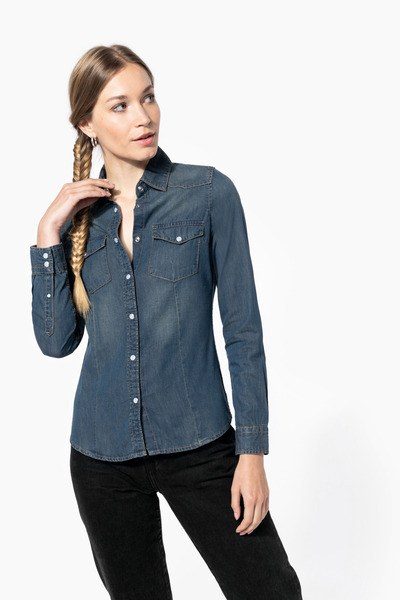 Kariban K518 - CAMISA DENIM DE MANGA LARGA PARA MUJER