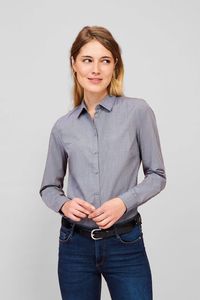 Sols 01429 - Womens Long Sleeve Heather Poplin Shirt Barnet