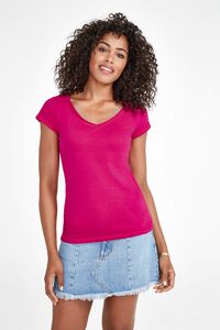 Sols 11387 - Womens V-Neck Rolled And Raw-Cut Finished T-Shirt Mild
