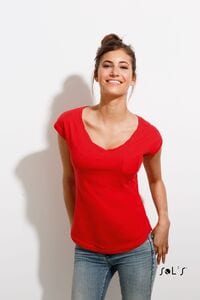 Sols 01185 - Mod T-shirt med V-udskæring til kvinder