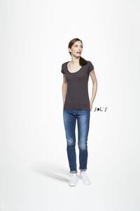 Sols 11402 - T-shirt med rund hals för kvinnor Must