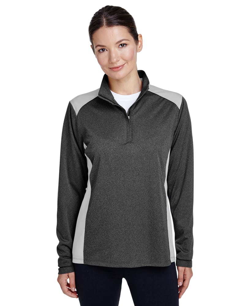 Team 365 TT26W - Ladies Excel Mélange Interlock Performance Quarter-Zip Top