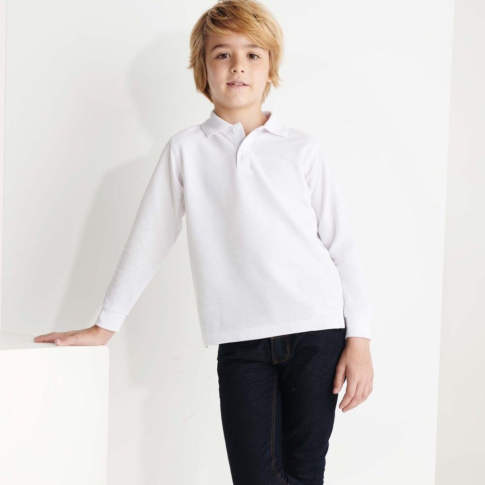 Roly PO5008 - CARPE CHILD Long-sleeve polo shirt with ribbed collar and cuffs