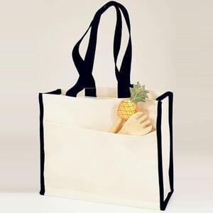 Q-Tees Q1100 - Canvas Gusset Tote Bag with Colored Handles