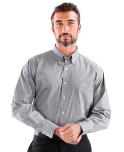 VanHeusen 13V0426 - Adult Yarn Dyed Mini Check Long Sleeve Shirt