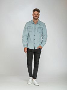 Lemon & Soda LEM3960 - Långärmad jeansskjorta för män