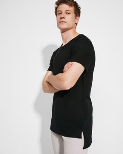 Roly CA7136 - COLLIE Short-sleeve t-shirt with extra long drop tail and elastane 2-layer crew neck