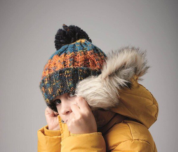 Beechfield BF486B - Childrens corkscrew beanie with pompom