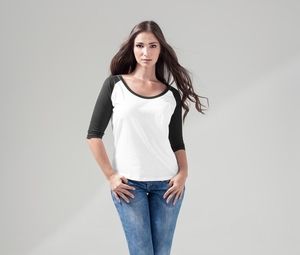 Build Your Brand BY022 - 3/4 ärm baseball T-shirt för kvinnor