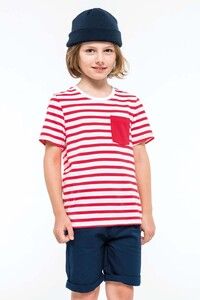 Kariban K379 - T-shirt rayé marin avec poche manches courtes enfant