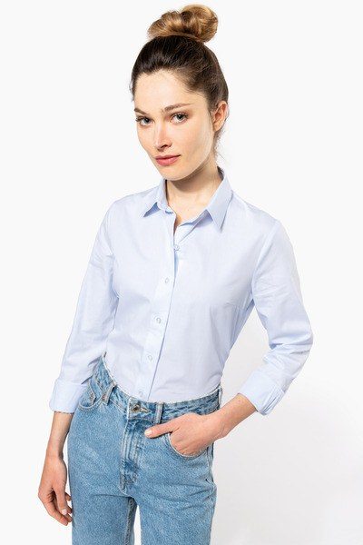 Camisa popelina manga larga mujer