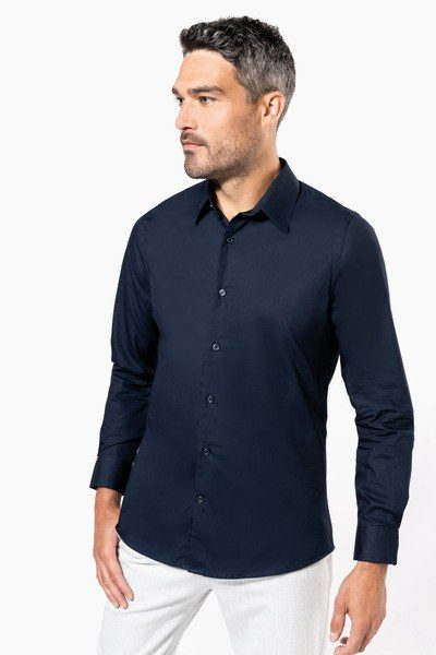 Camisa popelina manga larga hombre