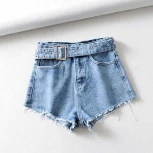 Needen 930 - High waist mini shorts with belt