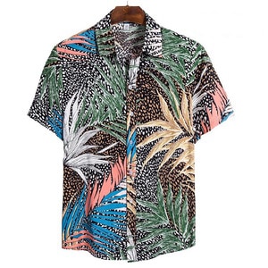 Needen CS123 - Short sleeve shirt with foliage print