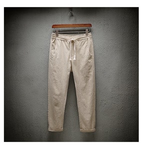 Needen A018 - Cotton and linen structured jogging pants 