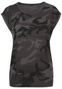 Build Your Brand BY112 - Ladies Extended Shoulder Camo Tee
