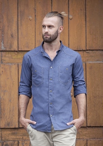 Karlowsky JM 30 - Chemise de cuisine Jeans-Style avec col button-down