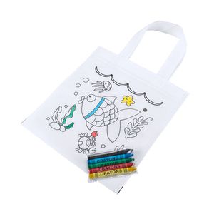 EgotierPro BO7529 - AZOR Borsa per bambini in TNT con disegno da colorare