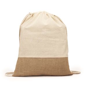 EgotierPro BO7557 - WILKES Eco drawstring backpack made of 120 gsm cotton and jute in natural colour