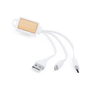EgotierPro IA3019 - ASTRO Eco 3-in-1 charging cable with rectangular bamboo body