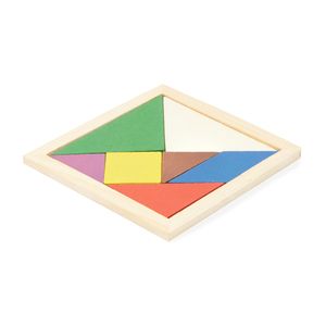 EgotierPro JU0111 - LEIS Puzzle Tangram wykonane z naturalnego drewna z 7 kolorowymi elementami