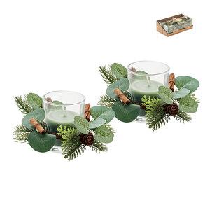 GiftRetail CX1509 - MOSS 2 Christmas candle holder set