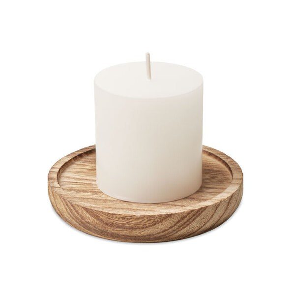 GiftRetail MO6282 - PENTAS Vanilla Scented Candle on Elegant Wooden Base