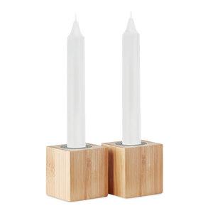 GiftRetail MO6320 - PYRAMIDE Stojak bambusowy z 2 świecami