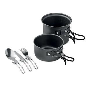 GiftRetail MO6337 - POTTY SET 2st campinggrytor med bestick