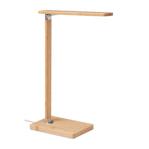 GiftRetail MO6346 - NEAT LIGHT Eco-Friendly Bamboo Desk Lamp with Wireless Charger