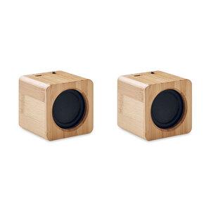 GiftRetail MO6389 - AUDIO SET Set of Bamboo wireless speaker