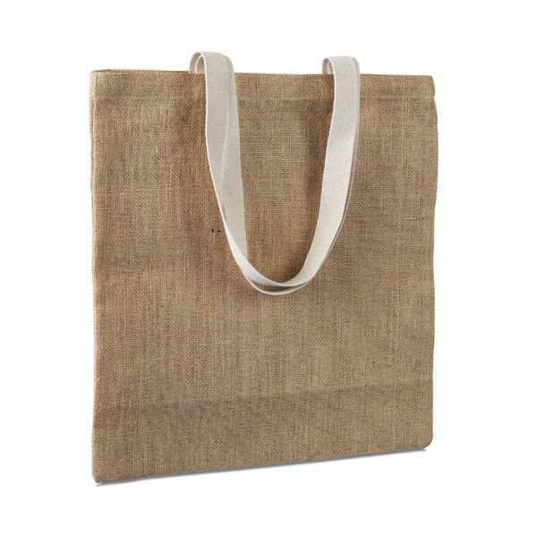 GiftRetail MO7264 - JUHU Eco-Friendly Jute Shopping Bag with Cotton Handles