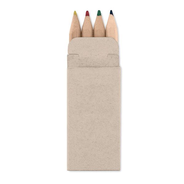 GiftRetail MO8924 - PETIT ABIGAIL Compact Set of 4 Mini Colored Pencils in Box