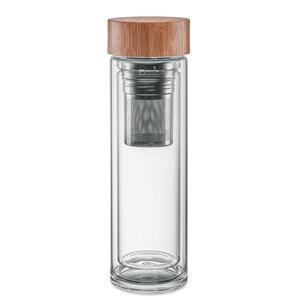 GiftRetail MO9420 - Dubbelwandige glazen fles 420ml