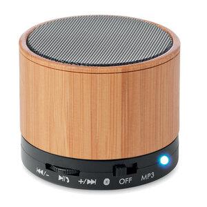 midocean MO9608 - ROUND BAMBOO Round Bamboo wireless speaker