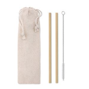 GiftRetail MO9630 - NATURAL STRAW Paille bambou avec brosse.