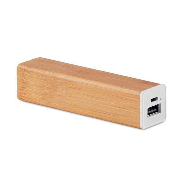 GiftRetail MO9673 - POWERBAM Eco-Friendly Bamboo Power Bank 2200 mAh with USB