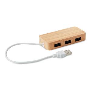GiftRetail MO9738 - VINA USB hub bamboe 3 poorten